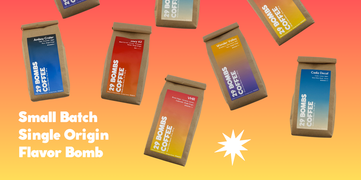29 Bombs Coffee digital gift card: six bags of small batch single origin coffee